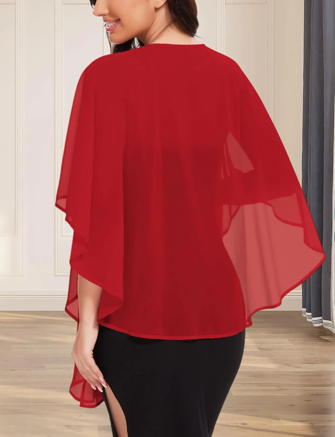 CHICGAL Shawls and Wraps for Evening Dresses Sheer Womens Chiffon Scarf Wedding Bridal Cover Up