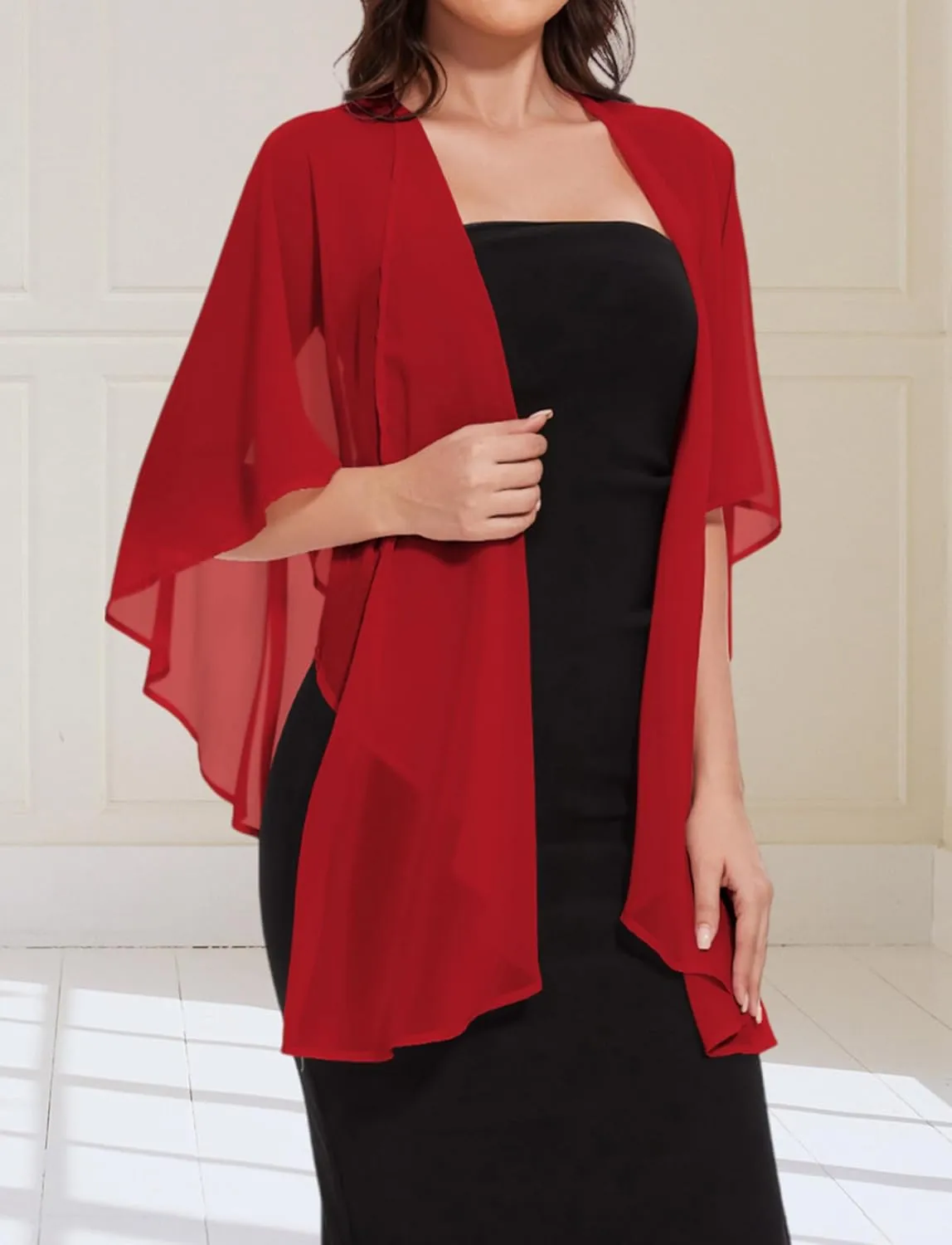 CHICGAL Shawls and Wraps for Evening Dresses Sheer Womens Chiffon Scarf Wedding Bridal Cover Up