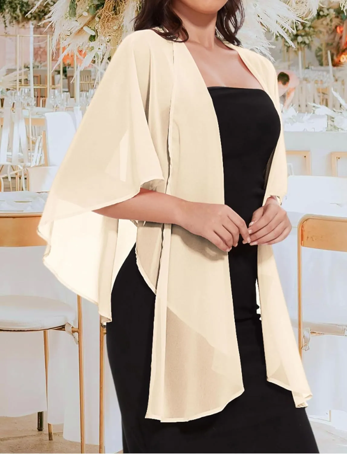 CHICGAL Shawls and Wraps for Evening Dresses Sheer Womens Chiffon Scarf Wedding Bridal Cover Up