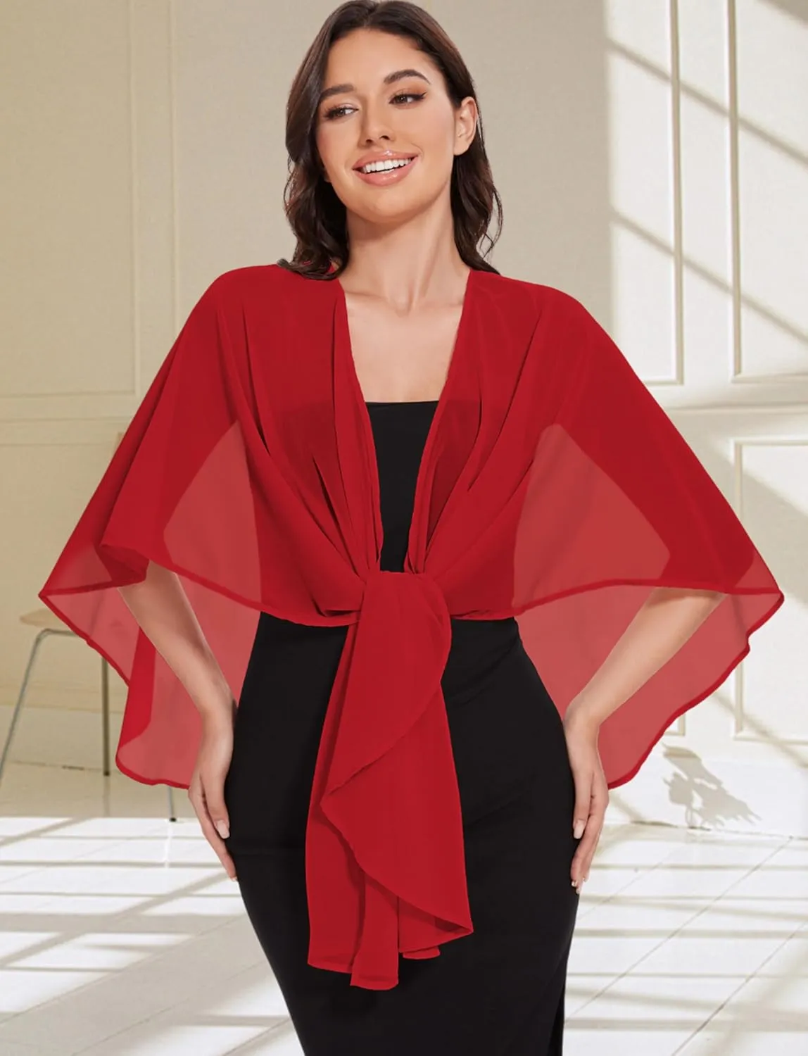 CHICGAL Shawls and Wraps for Evening Dresses Sheer Womens Chiffon Scarf Wedding Bridal Cover Up