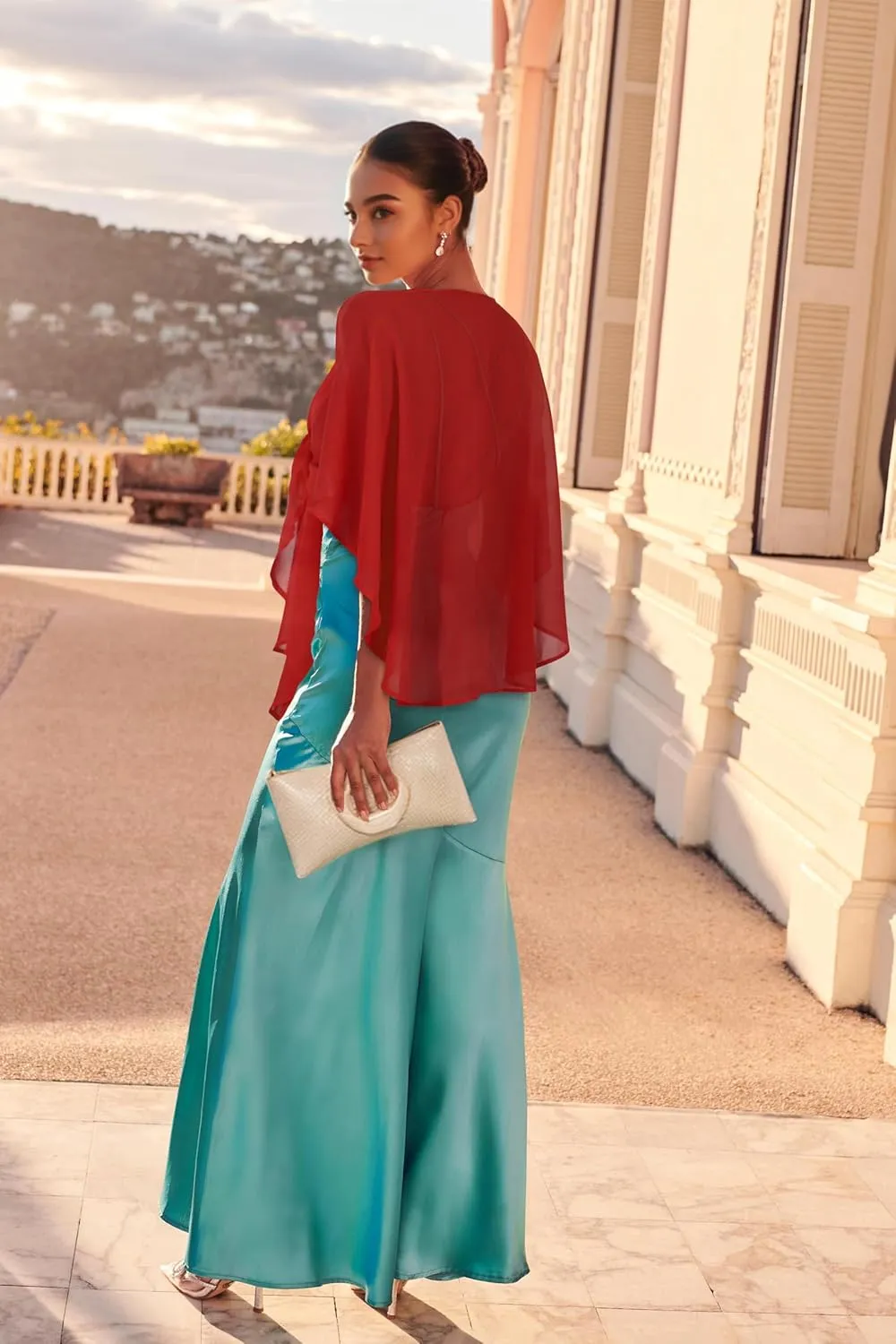 CHICGAL Shawls and Wraps for Evening Dresses Sheer Womens Chiffon Scarf Wedding Bridal Cover Up