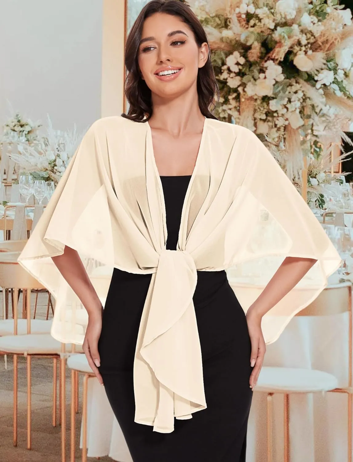 CHICGAL Shawls and Wraps for Evening Dresses Sheer Womens Chiffon Scarf Wedding Bridal Cover Up