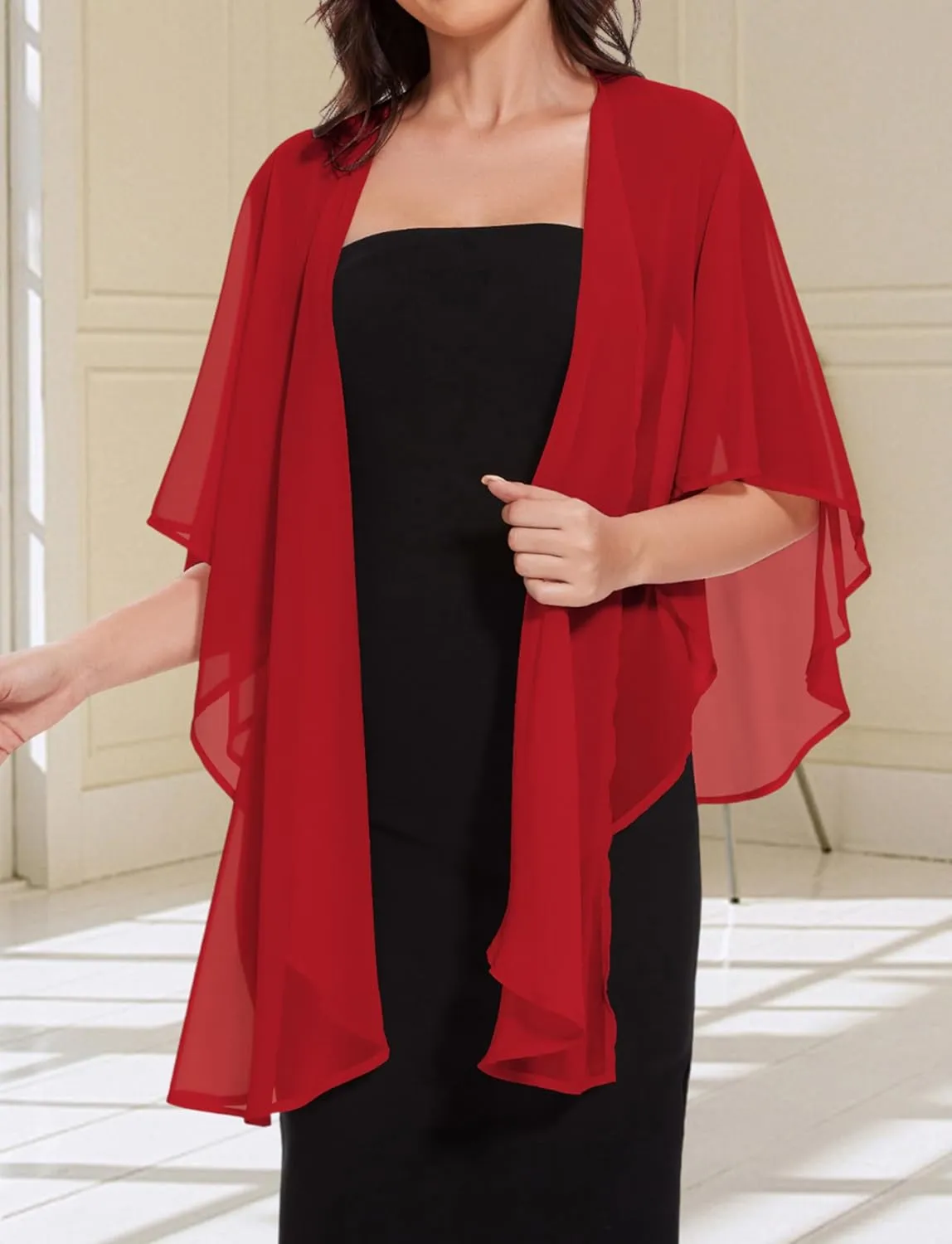 CHICGAL Shawls and Wraps for Evening Dresses Sheer Womens Chiffon Scarf Wedding Bridal Cover Up