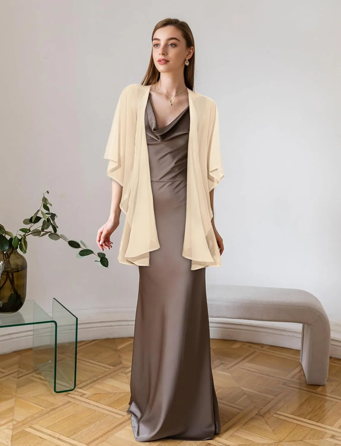 CHICGAL Shawls and Wraps for Evening Dresses Sheer Womens Chiffon Scarf Wedding Bridal Cover Up