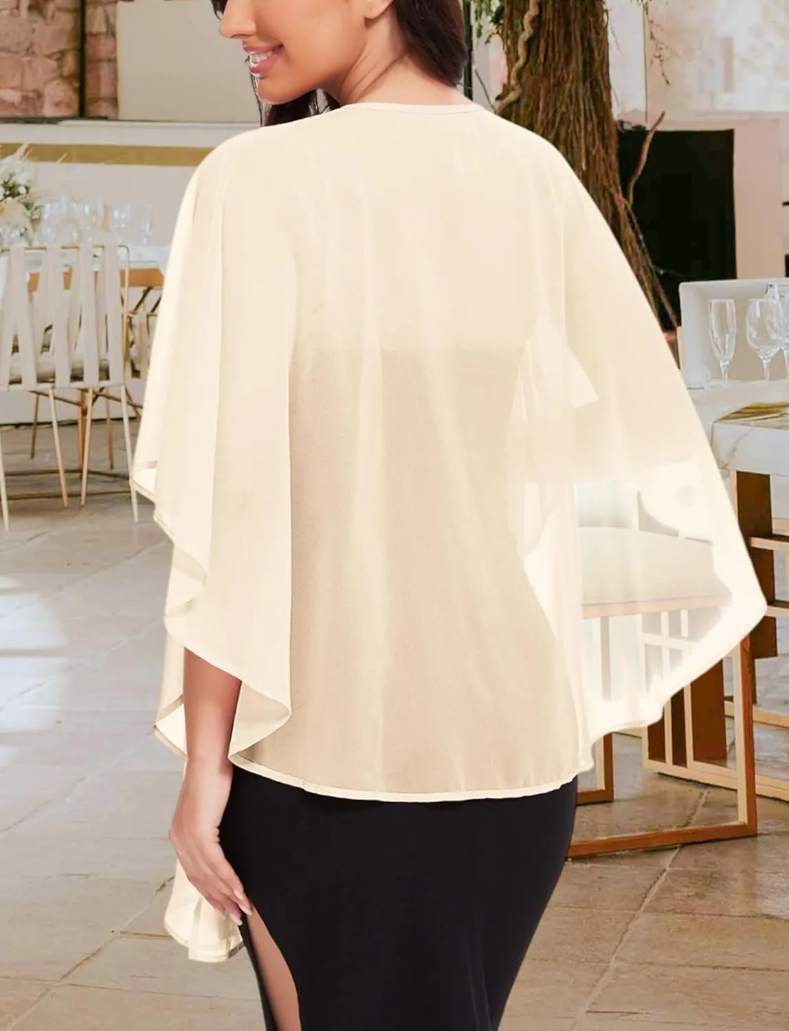 CHICGAL Shawls and Wraps for Evening Dresses Sheer Womens Chiffon Scarf Wedding Bridal Cover Up