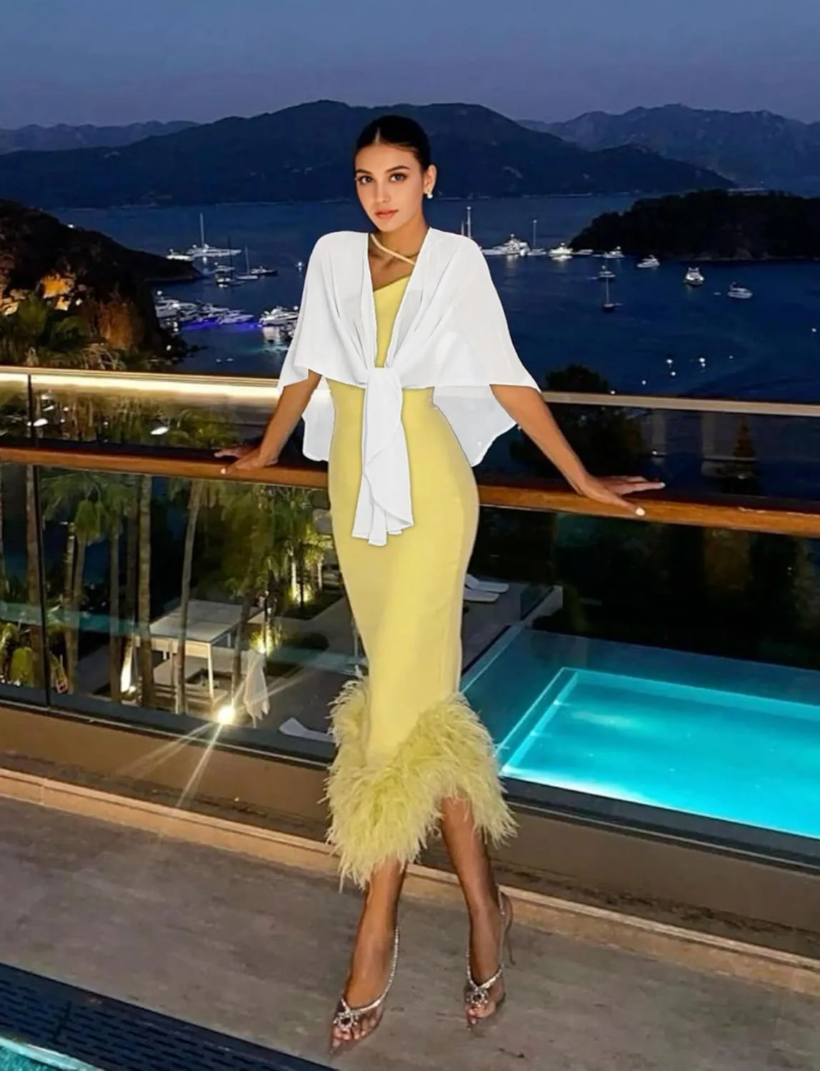 CHICGAL Shawls and Wraps for Evening Dresses Sheer Womens Chiffon Scarf Wedding Bridal Cover Up