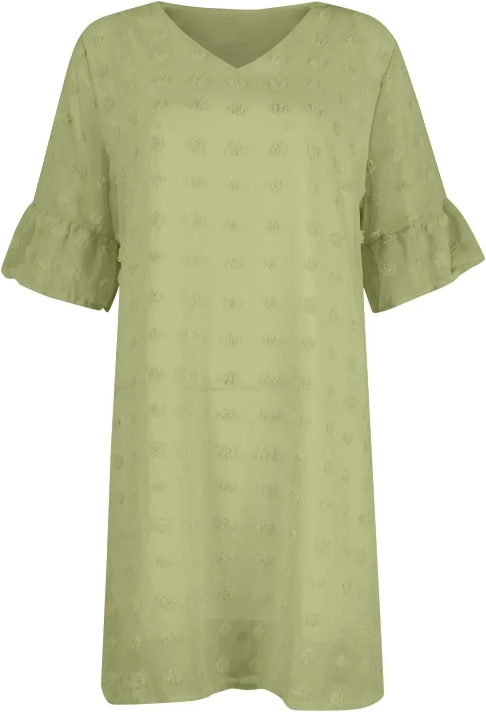 Chiffon Dresses for Women 2024 Summer Smocked Dress Short Flutter Sleeve V Neck Swiss Dot Ruffle Tiered Mini Dress