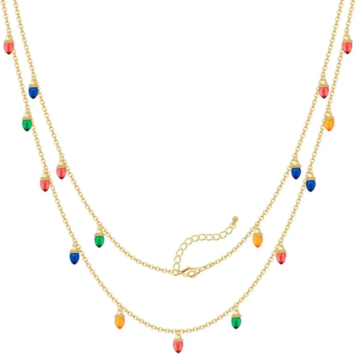 CLASSYZINT Christmas Necklaces For Women Long Christmas Tree And Lights Charm Strand Necklaces