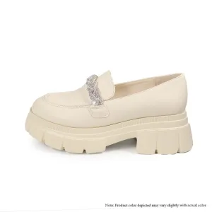 COHEN-3 LUG SOLE LOAFER W/ RHINESTONE BRAIDING DETAIL - CREAM