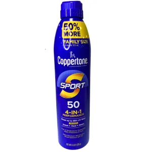Coppertone Sport Sunscreen Spray SPF 50, 4-in-1 Formula, 8.3 oz - Bulk Lot of 48 Pieces