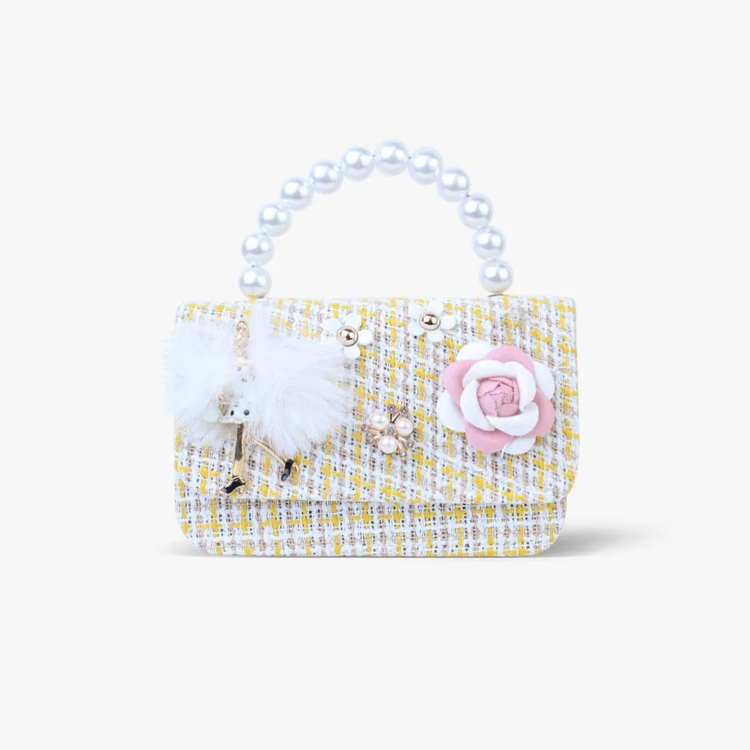 Cute & Stylish Light Brown Themed Pearl Handbag