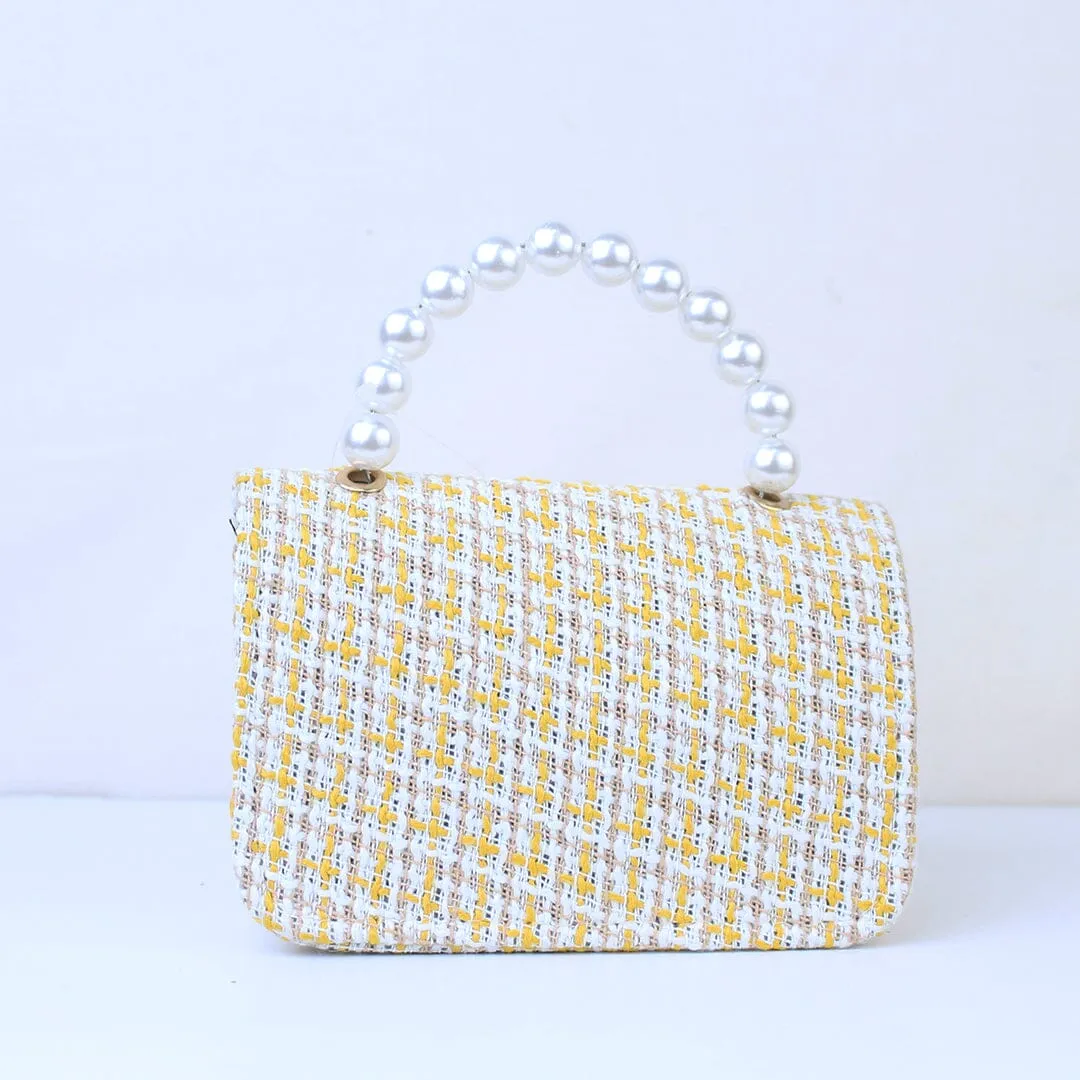 Cute & Stylish Light Brown Themed Pearl Handbag