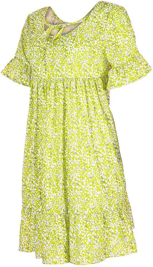 Cute Winter Dresses for Women Women's Ladies Sexy Loose Print Hlaf Sleeve Ruffles Mini Dress Summer Dress