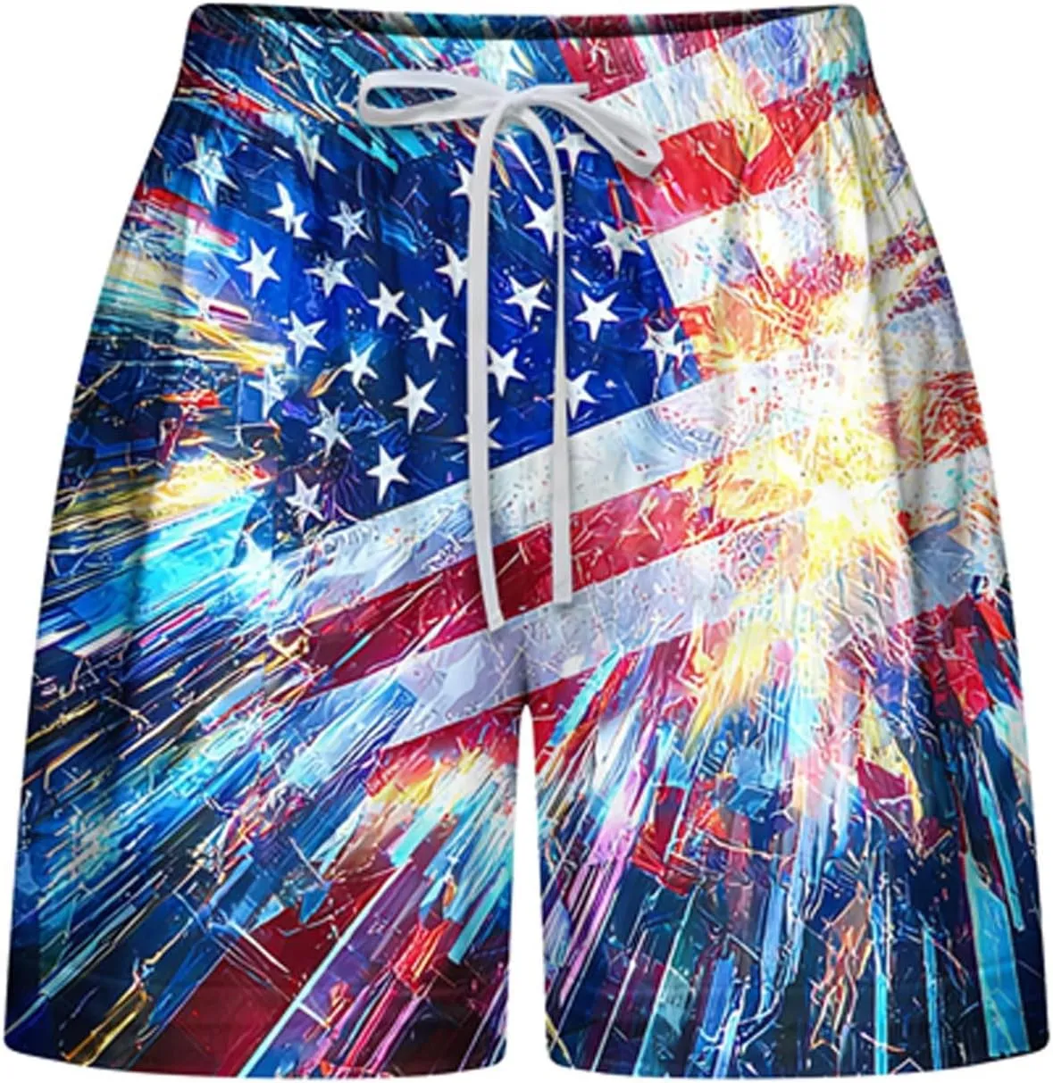 DDAPJ pyju American Flag Shorts for Women 2025 Summer Casual Drawstring High Waist Shorts Star Striped 4th of July Outfits