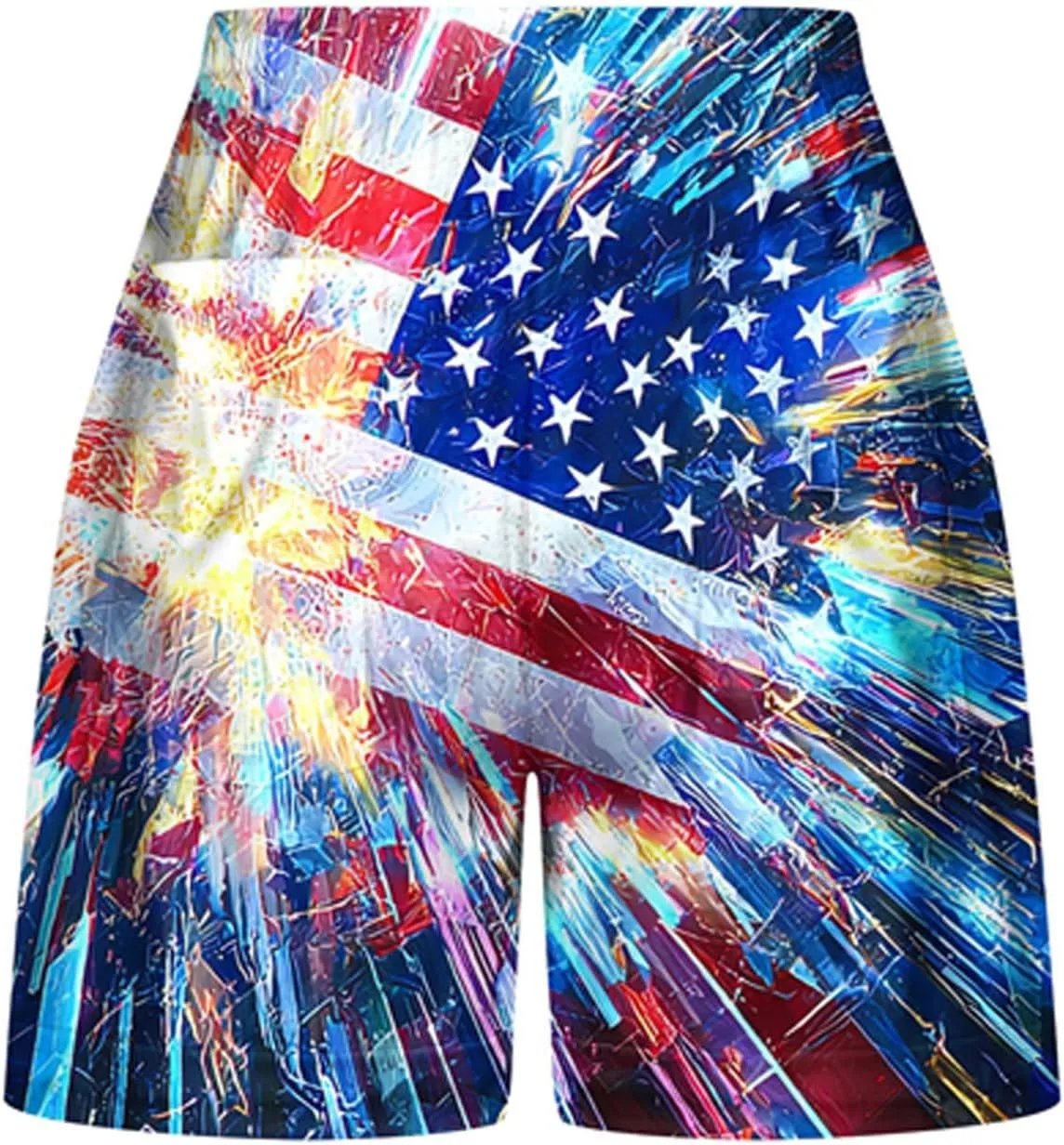 DDAPJ pyju American Flag Shorts for Women 2025 Summer Casual Drawstring High Waist Shorts Star Striped 4th of July Outfits