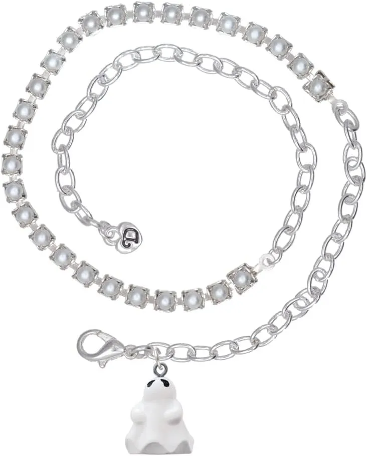 Delight Jewelry Resin Ghost Imitation Pearl Chain Wrap Charm Bracelet, 14"