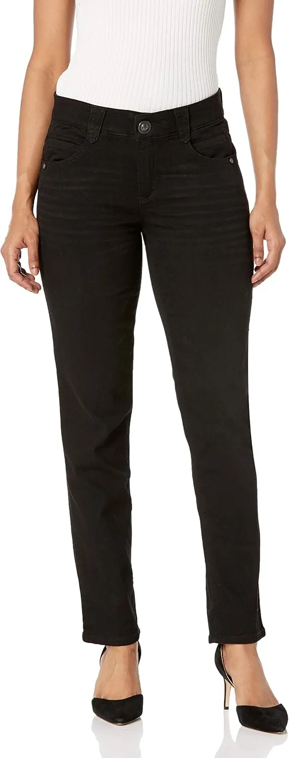 Democracy Women's Petite Ab Solution Straight Leg Jean