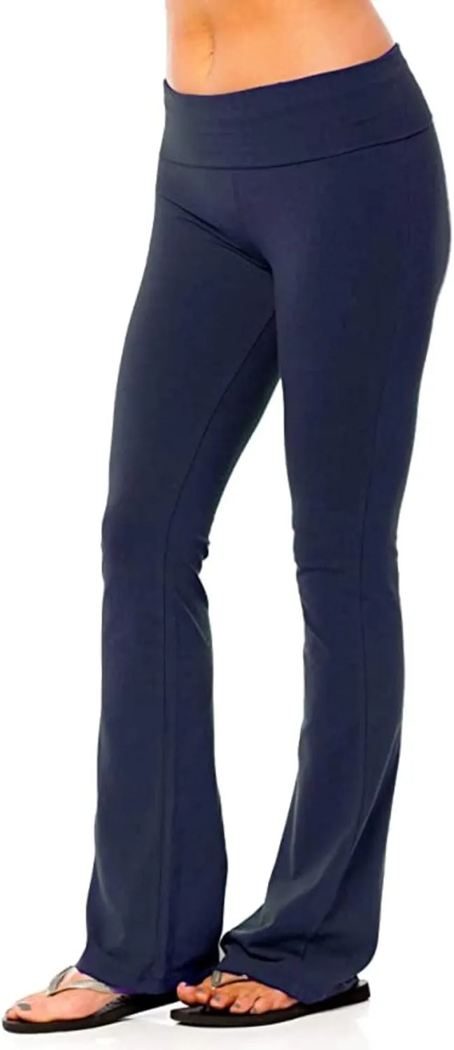 DESANT Low Rise Yoga Pants Women Casual Straight Leg Tummy Control Yoga Leggings Summer Stretch Loose Workout Lounge Trousers Navy