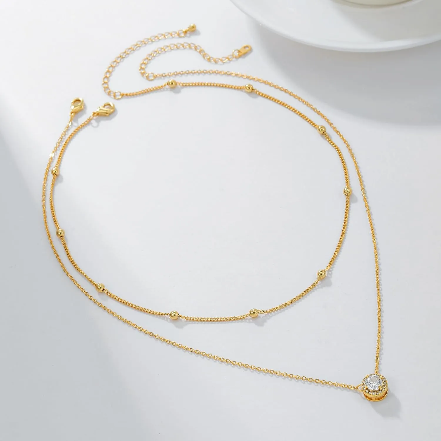 Diamond Necklaces for Women Dainty Choker Necklace Simple 14k Gold Plated CZ Jewelry Necklaces