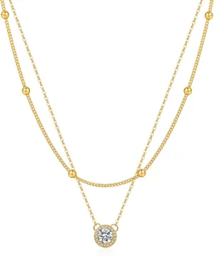 Diamond Necklaces for Women Dainty Choker Necklace Simple 14k Gold Plated CZ Jewelry Necklaces