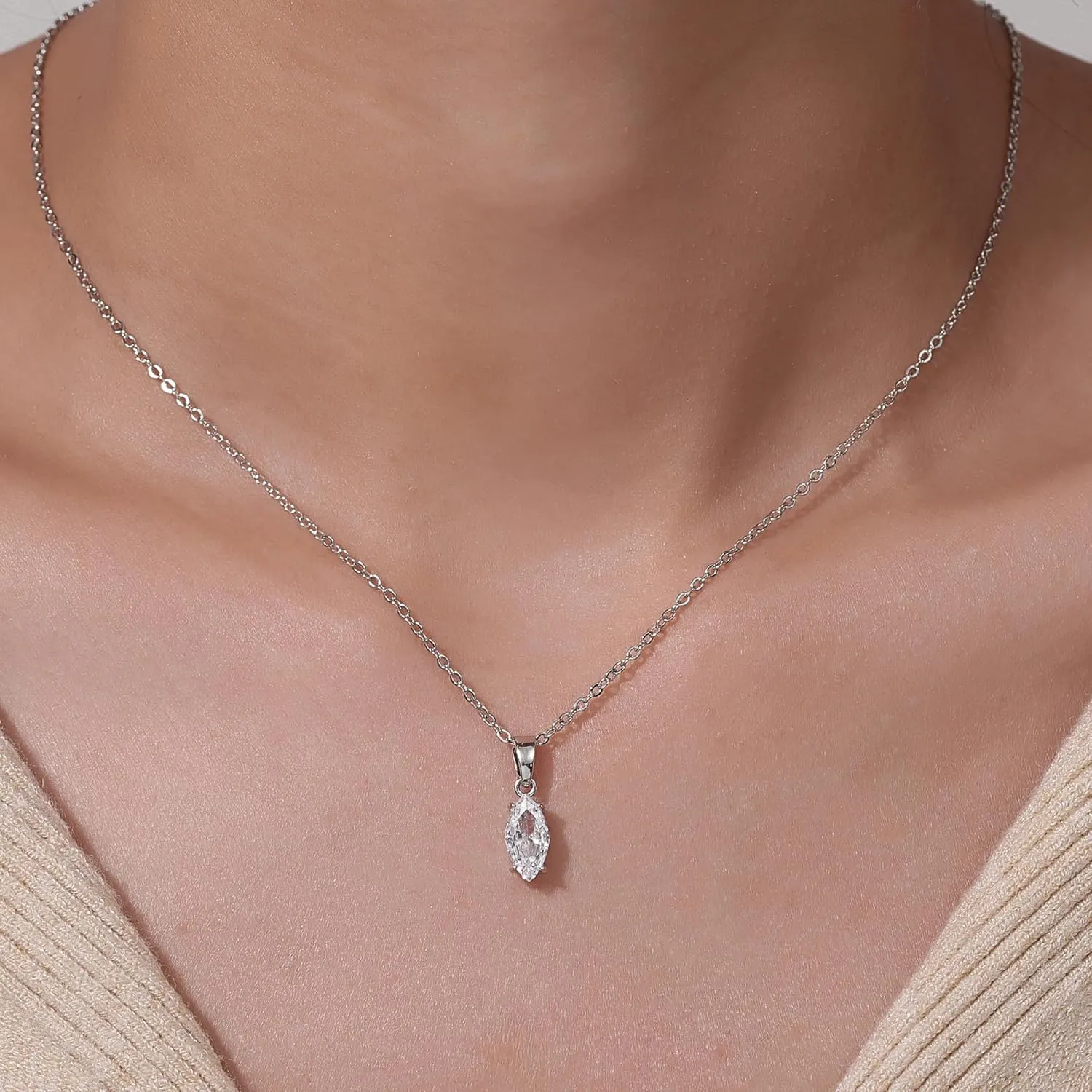 Diamond Necklaces for Women Dainty Choker Necklace Simple 14k Gold Plated CZ Jewelry Necklaces