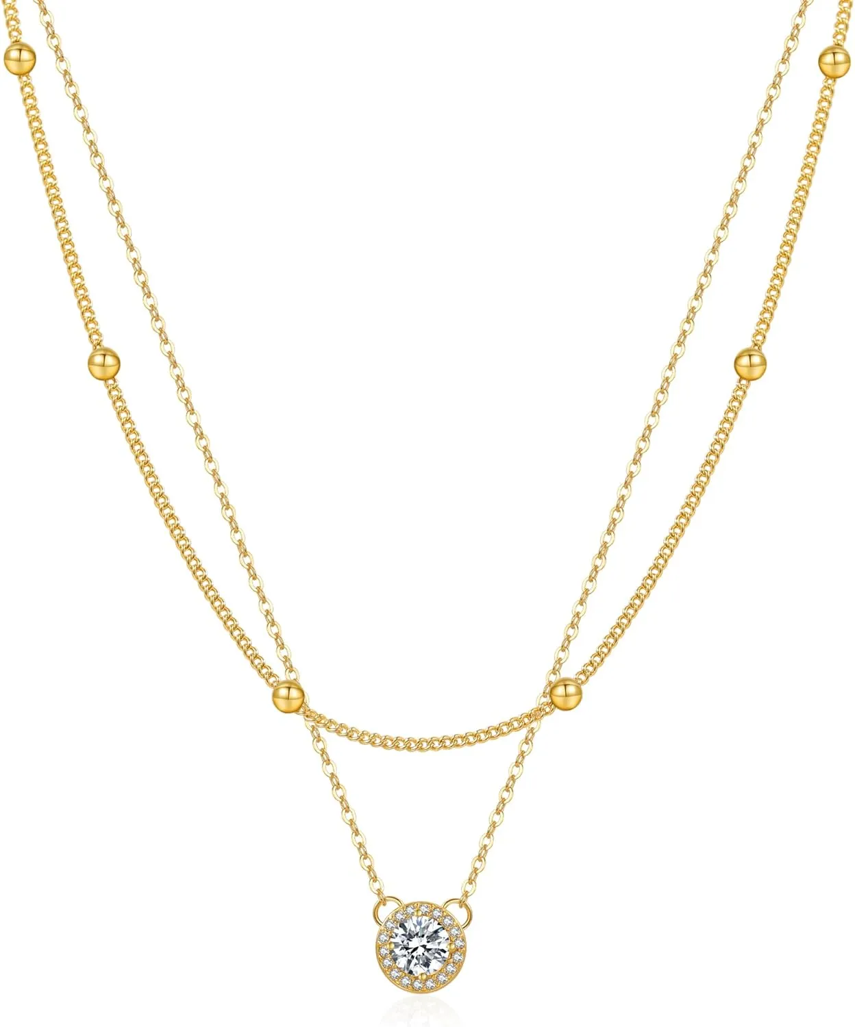 Diamond Necklaces for Women Dainty Choker Necklace Simple 14k Gold Plated CZ Jewelry Necklaces