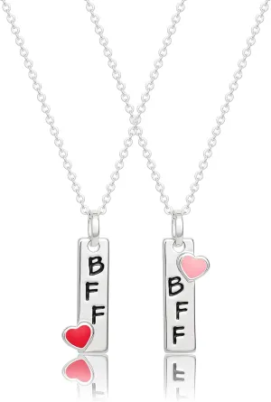Disney Princess BFF Necklace for 2 - Silver Plated Best Friends Necklaces Pendant Friendship Necklaces