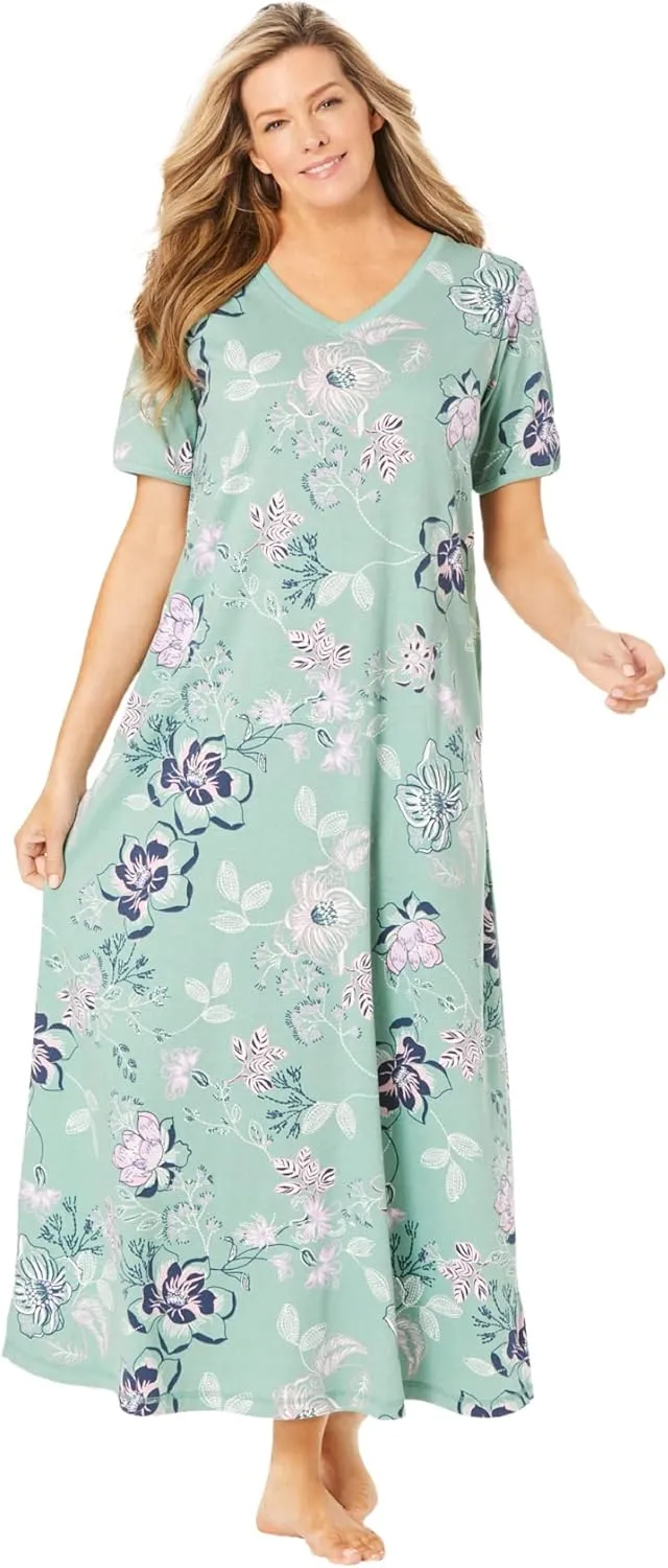 Dreams & Co. Plus Size Petite Long T-Shirt Lounger