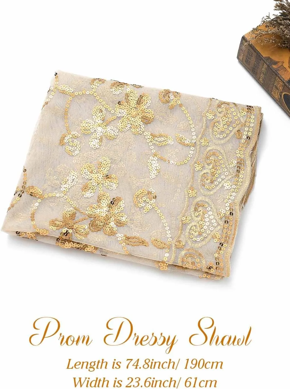 EASEDAILY Women's 1920s Shawls and Wraps for Evening Party Dress Sparkling Sequin Deco Wedding Scarf for Bride