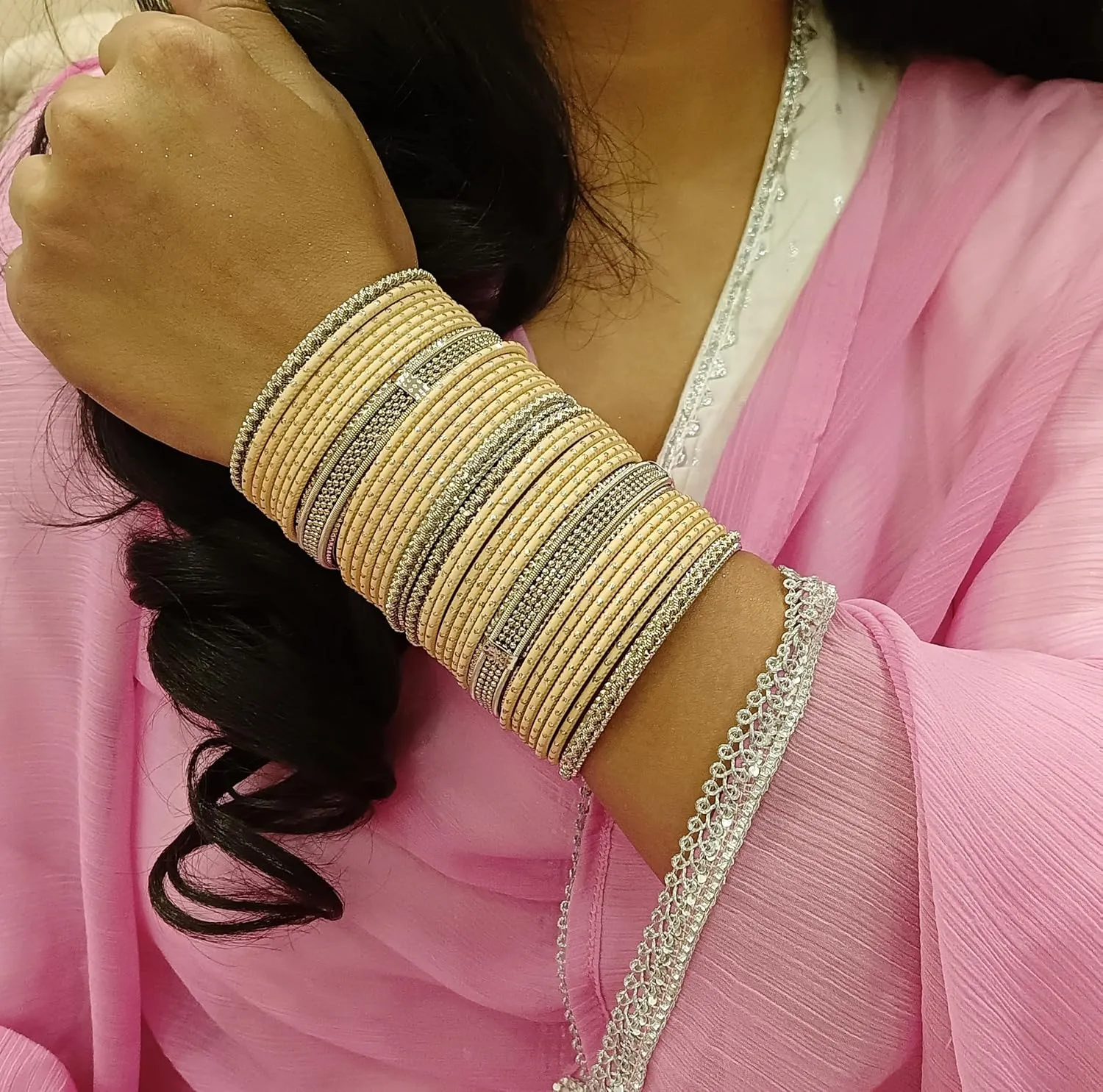 Efulgenz Boho Bohemian Bangle Set Indian Oxidized Bangle Bracelet Set for Women Antique Bangle Set Matte Dotted TextuMetal Bangles Set Fashion Statement Jewelry for Women