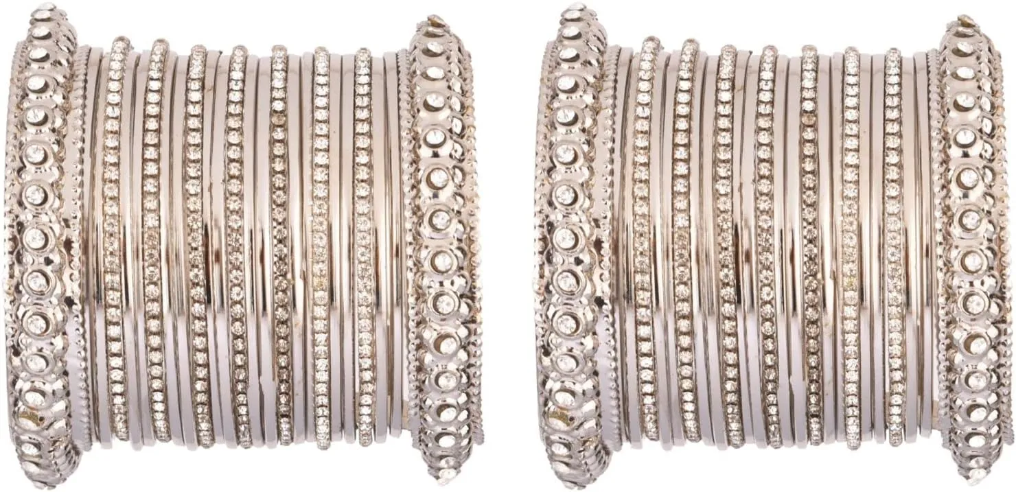 Efulgenz Boho Vintage Antique Gypsy Tribal Indian Oxidized Crystal Bracelets Bangle Set Jewelry