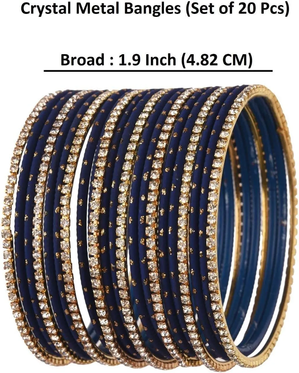 Efulgenz Indian Bangles Set - Wedding Bangles with Rhinestone CZ Plain Metal Bracelet for Women