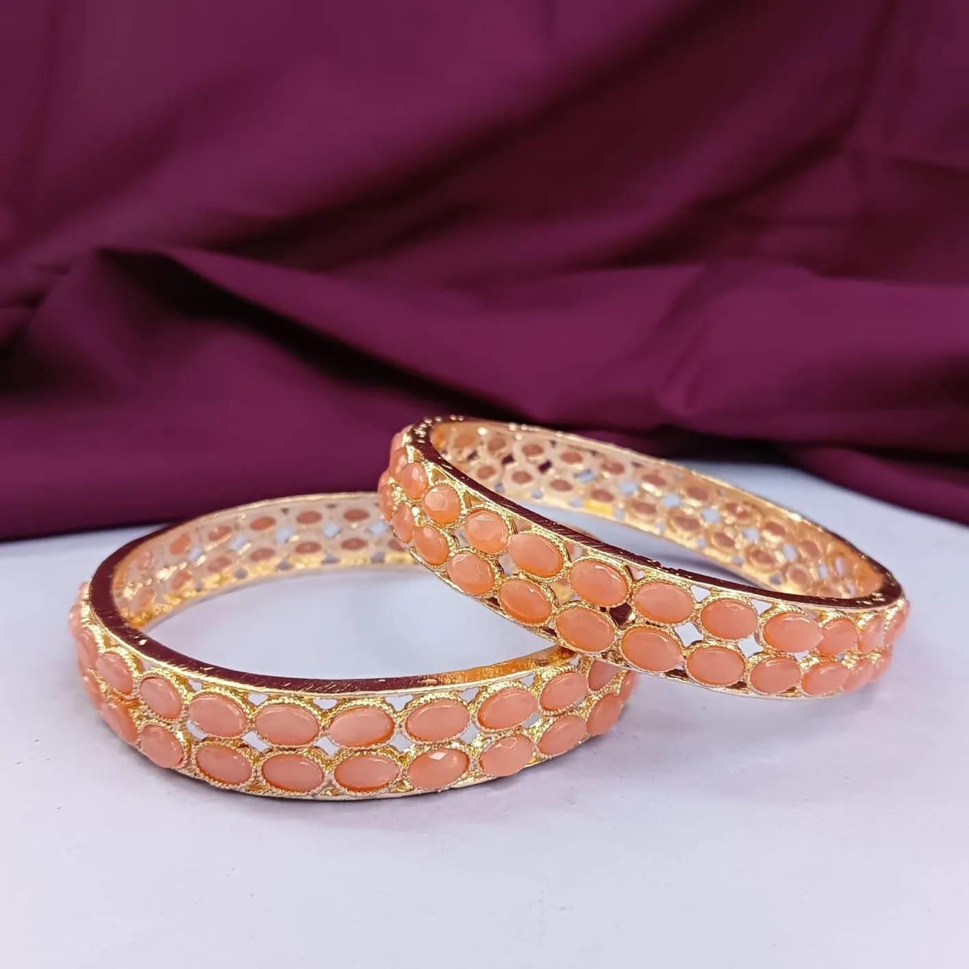 Efulgenz Indian Bracelet Bangle Set Bollywood Crystal Kundan Bangle Bracelet Bridal Indian Wedding Jewelry for Women (2 Pcs)