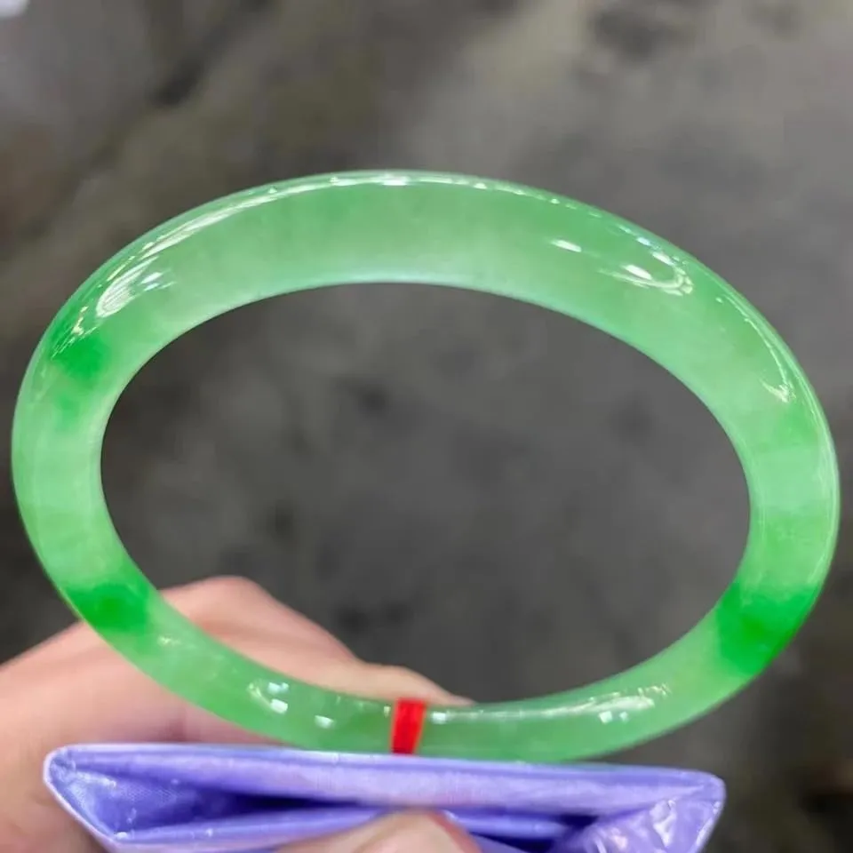 Emerald Ice Species Floating Flower Round Jade Bracelet A Goods Natural green Jadeite Bangle