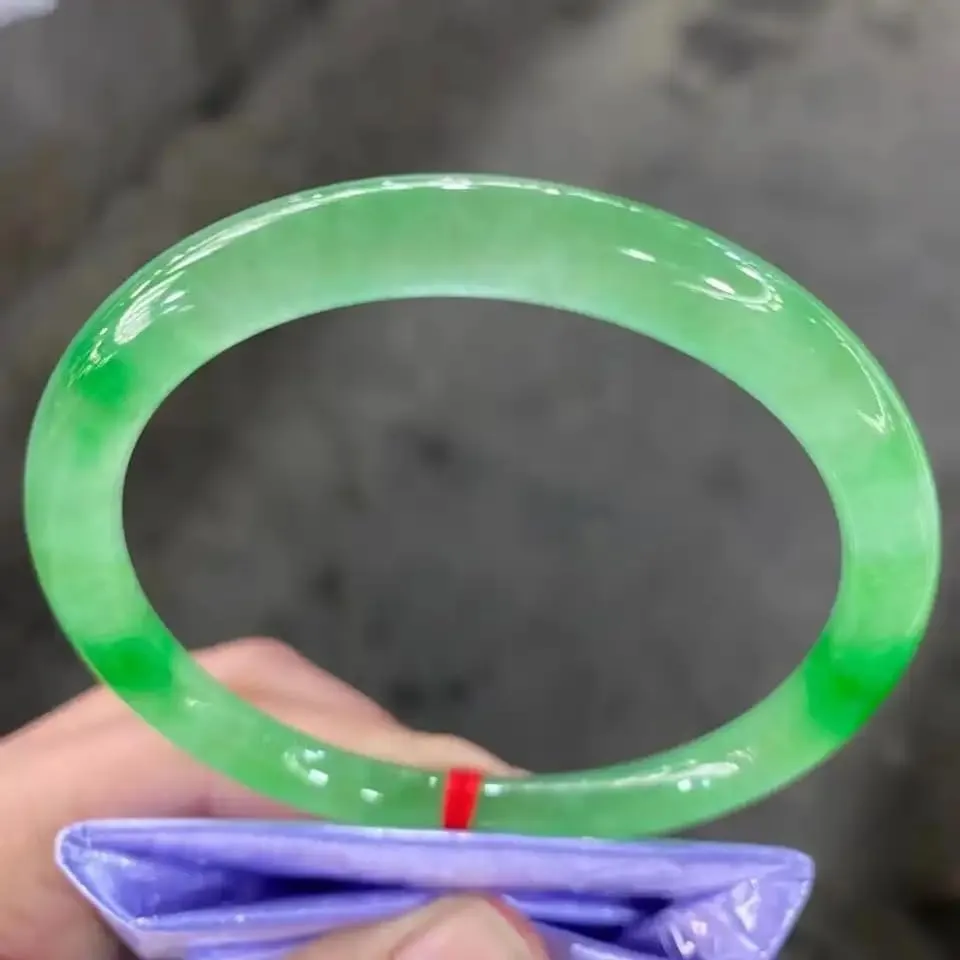 Emerald Ice Species Floating Flower Round Jade Bracelet A Goods Natural green Jadeite Bangle