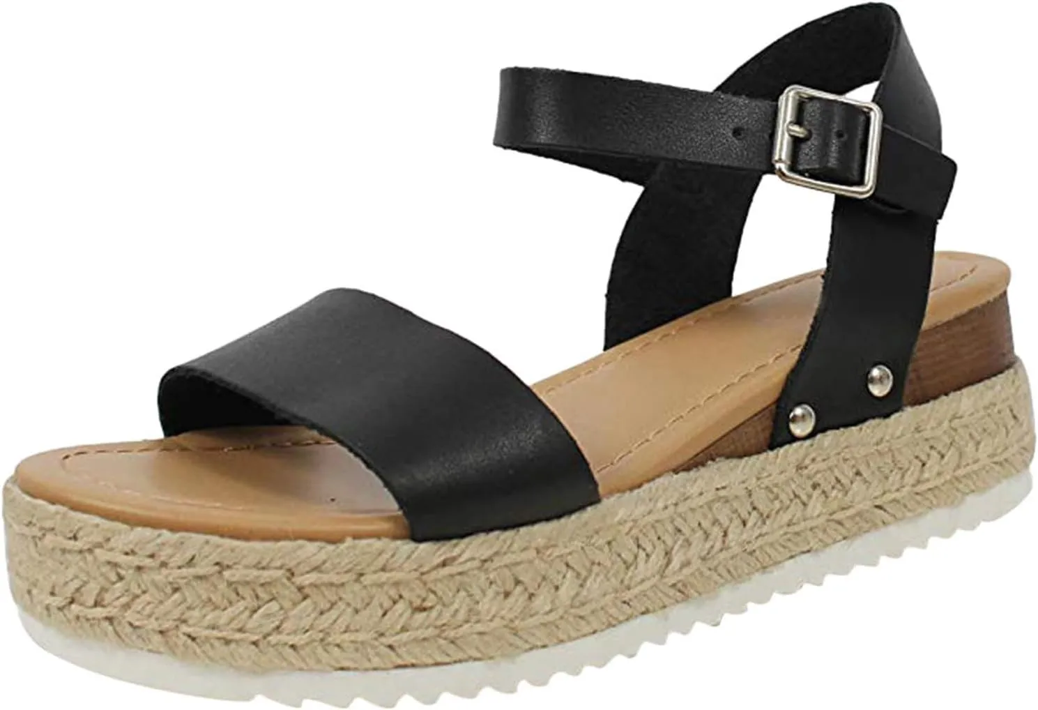 Espadrilles Wedges for Women Summer Wedge Platform Sandals Ankle Strap Open Toe Flat Sandals, Comfortable Arch Support Orthopedic Sandal Casual Beach Slip on Comfort Wear