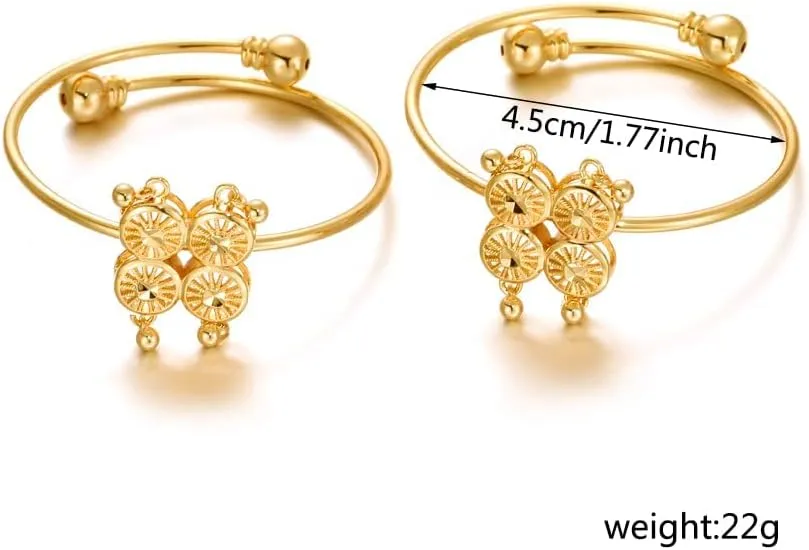 Ethlyn 2Pcs/Lot Christmas Jewelry Gifts18K Gold Plated Girls Teenagers Bracelet Bangle for granddaughter
