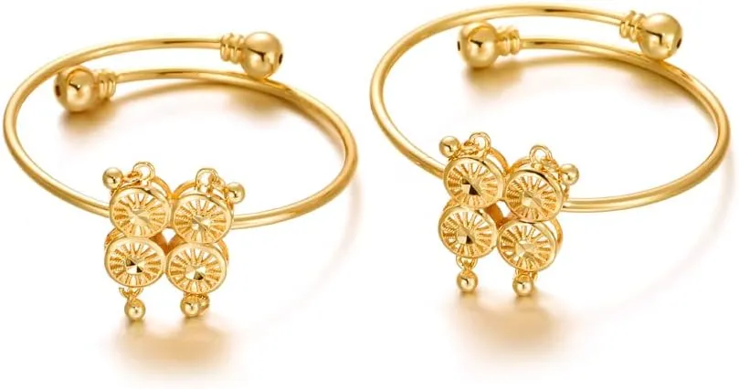 Ethlyn 2Pcs/Lot Christmas Jewelry Gifts18K Gold Plated Girls Teenagers Bracelet Bangle for granddaughter