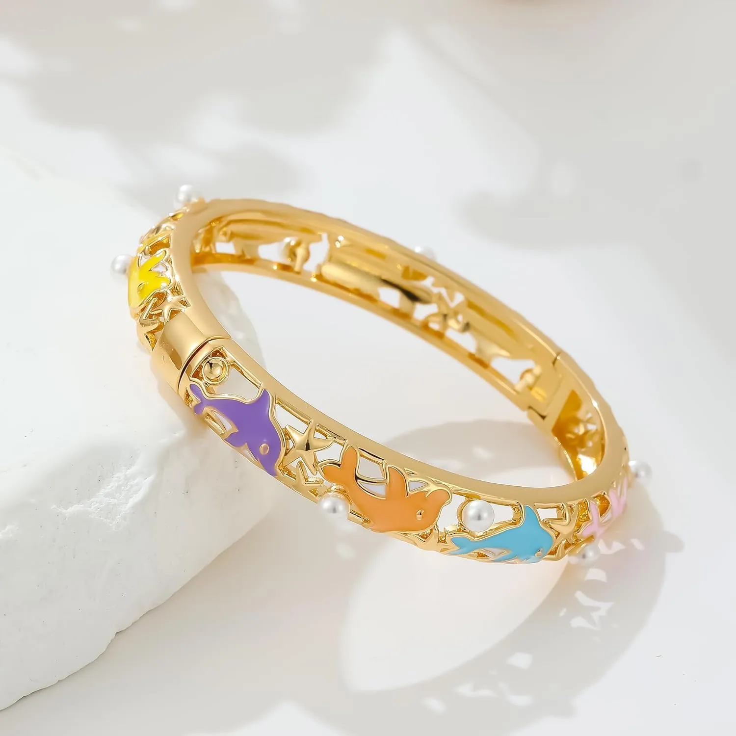 Ethlyn Gold Plated Colorful Openable Kids Baby Girls Bangles Bracelets Birthday Christmas Gifts Birthday Presents for children