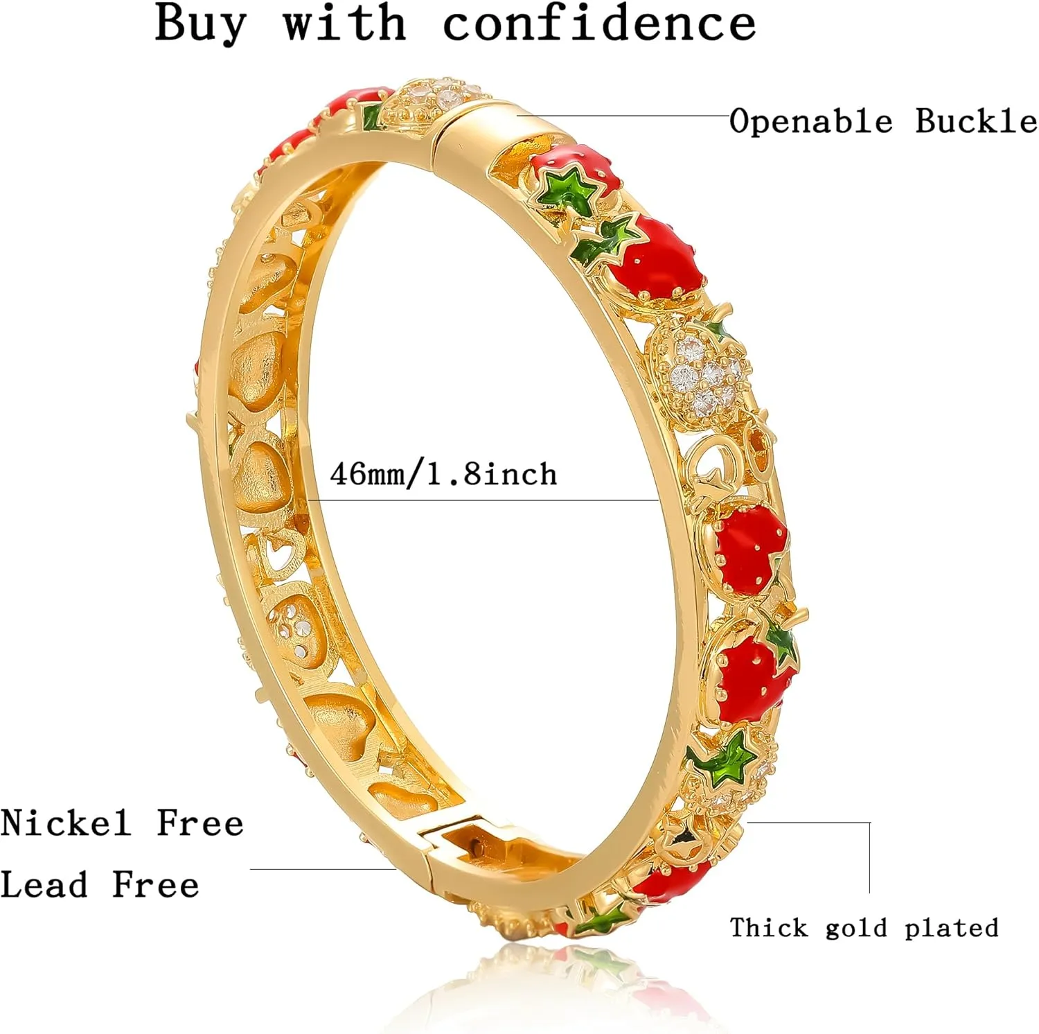 Ethlyn Gold Plated Colorful Openable Kids Baby Girls Bangles Bracelets Birthday Christmas Gifts Birthday Presents for children