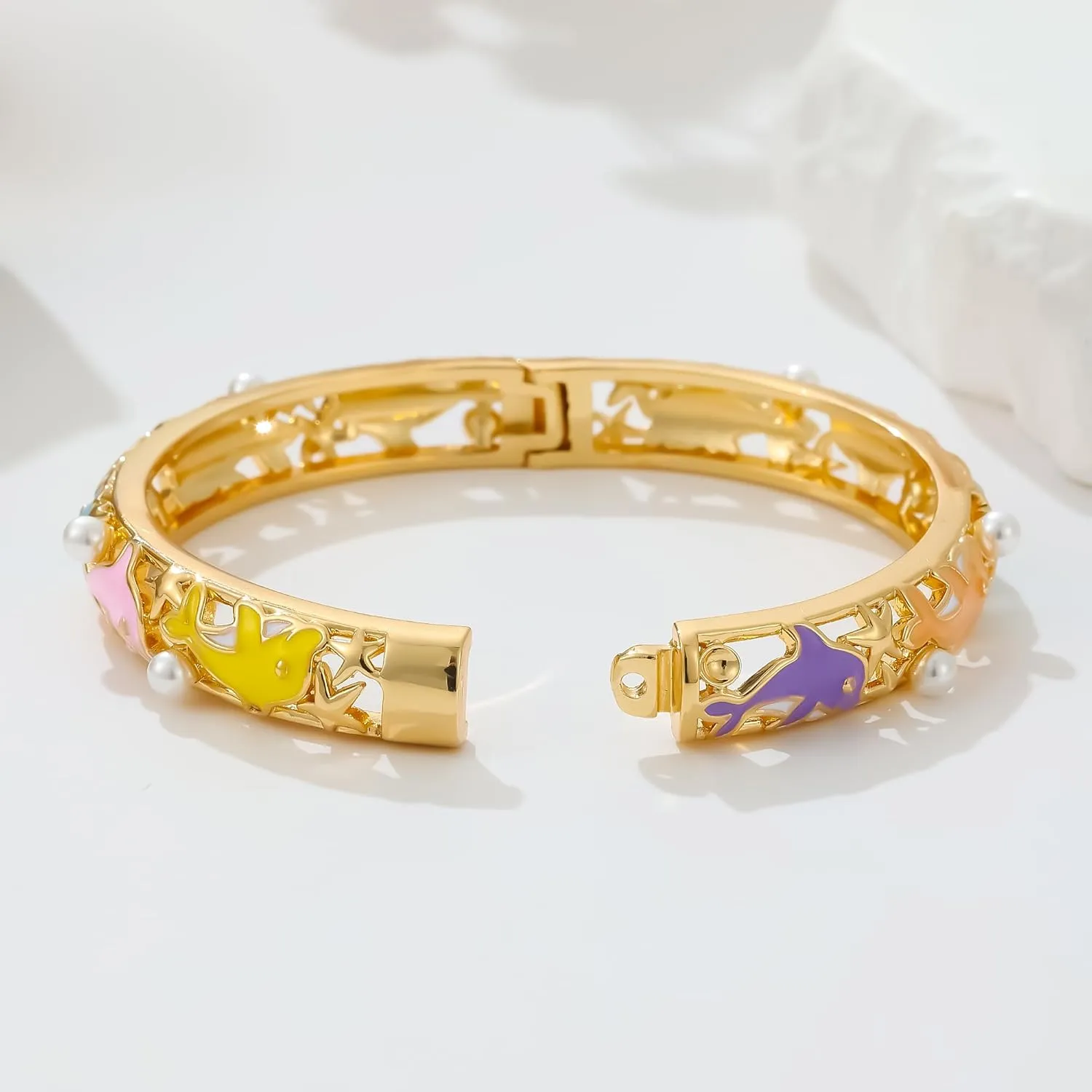Ethlyn Gold Plated Colorful Openable Kids Baby Girls Bangles Bracelets Birthday Christmas Gifts Birthday Presents for children