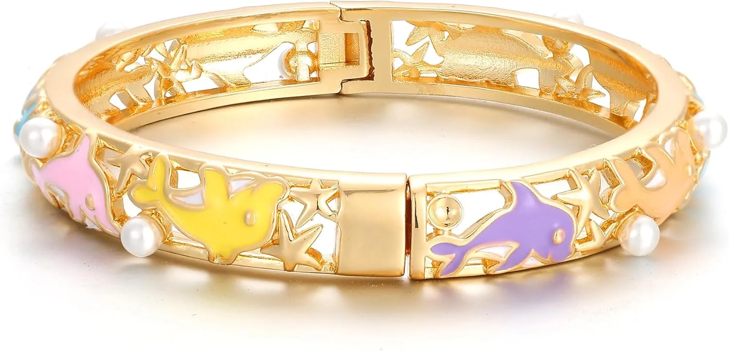 Ethlyn Gold Plated Colorful Openable Kids Baby Girls Bangles Bracelets Birthday Christmas Gifts Birthday Presents for children