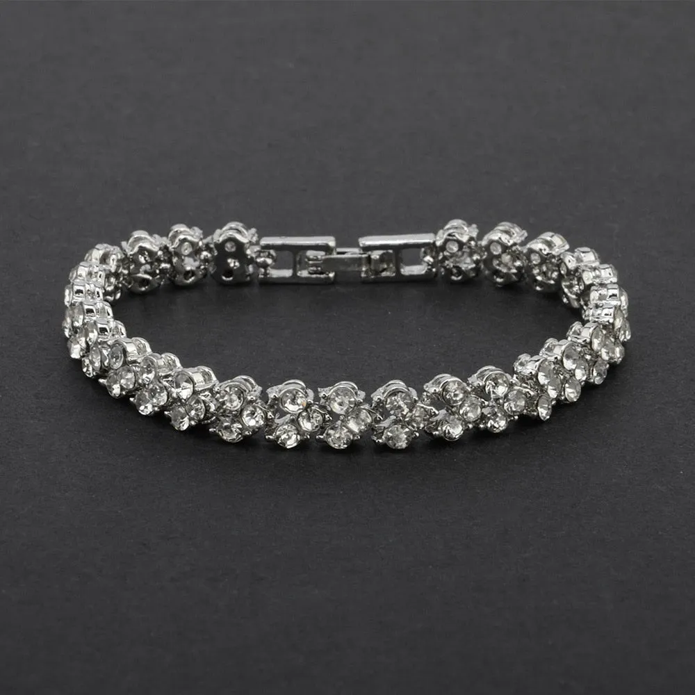 Exquisite Roman Crystal Bracelet For Women in Rose Gold Silver Color