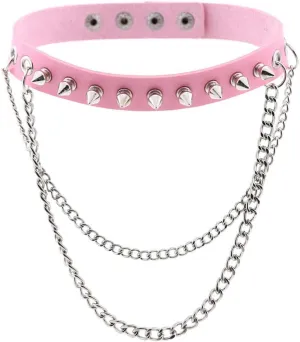 eYLun Women Punk Leather Choker Necklaces Spike Studded Chain Rock Adjustable Collar Necklaces