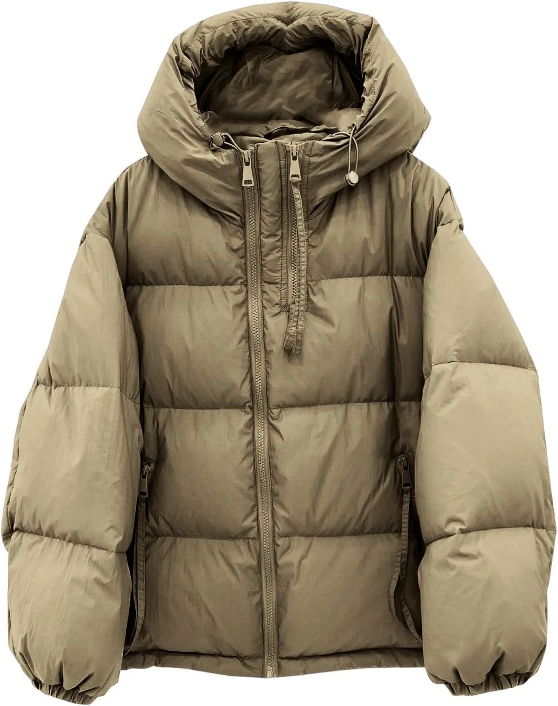 Fall Coats for Women 2024 Oversized Thick Padded Winter Jackets Long Sleeve Zipper Hooded Down Coat Outerwear