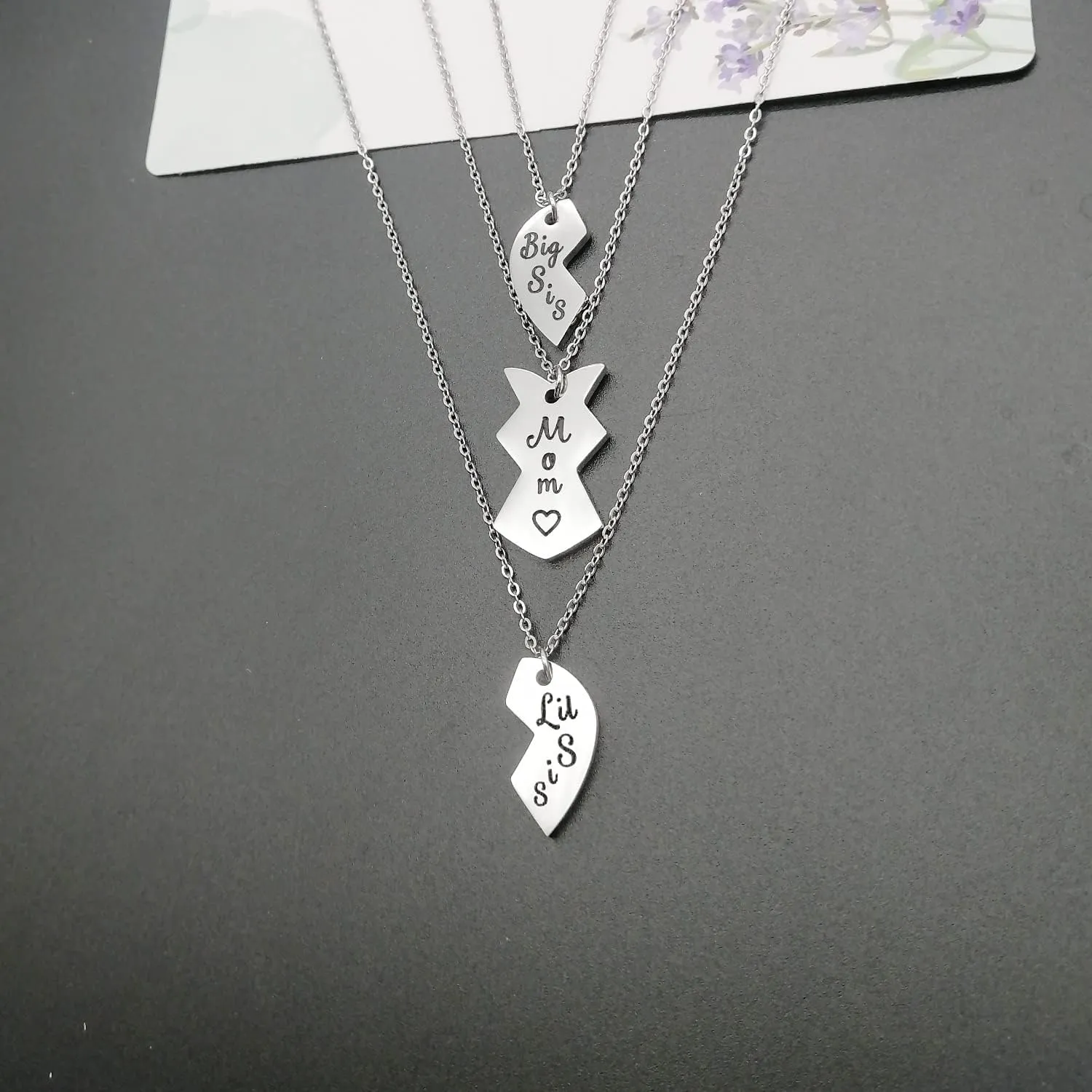 Family Matching Gifts for Daughter Dad Mom Sister Pendant Necklace Keychain Christmas Birthday Gifts