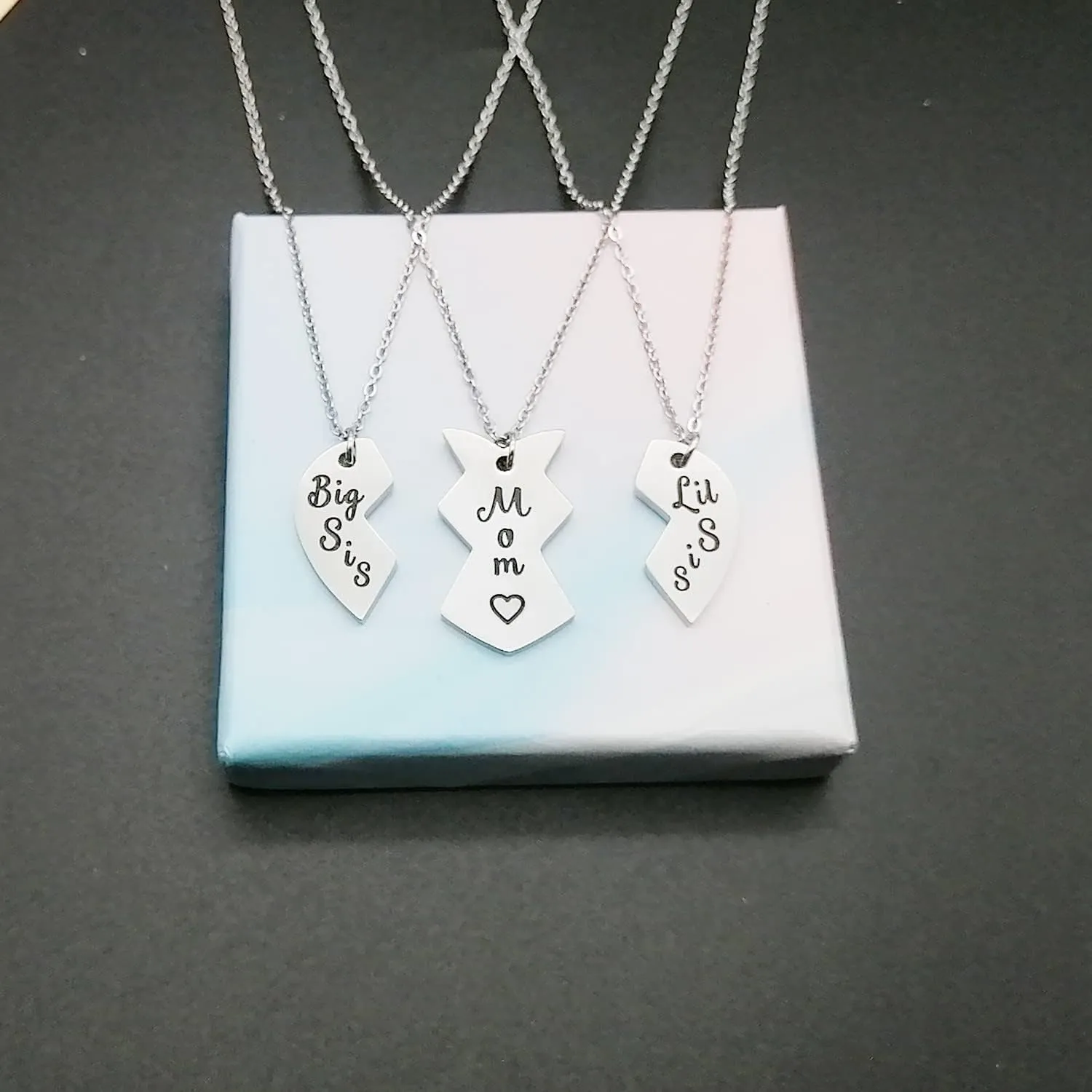 Family Matching Gifts for Daughter Dad Mom Sister Pendant Necklace Keychain Christmas Birthday Gifts