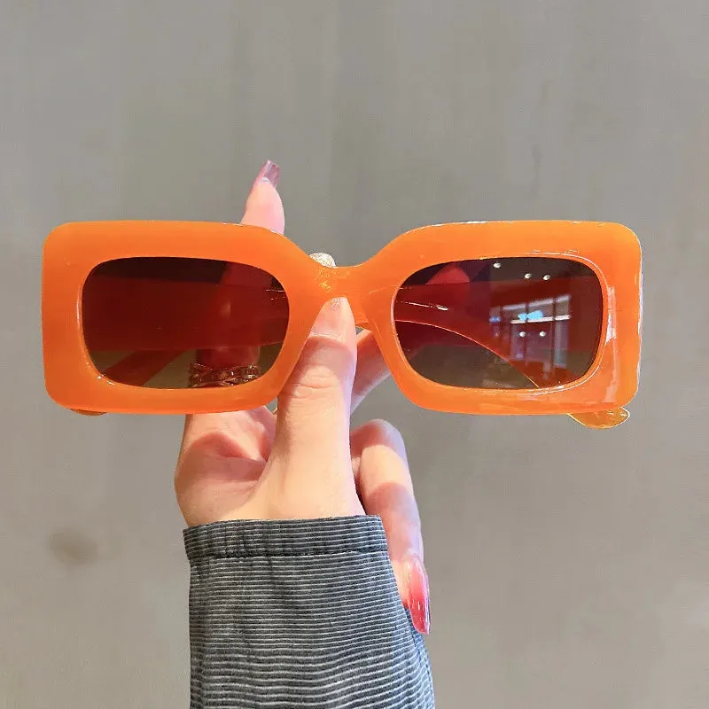 Fashion Vintage Brand Square Retro Designer Female New Rectangle Sunglasses