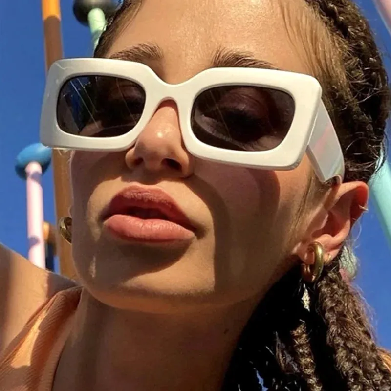 Fashion Vintage Brand Square Retro Designer Female New Rectangle Sunglasses