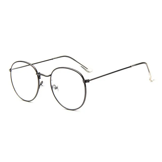 Fashion Vintage Women Eye Glasses frames Plain Mirror Literary Harajuku big Metal oval frame glasses Oculos Feminino Masculino